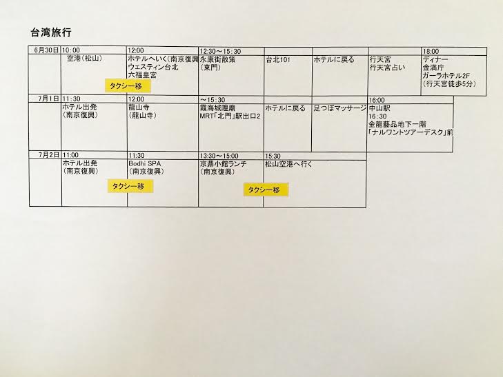 還暦台湾旅行スケジュール3